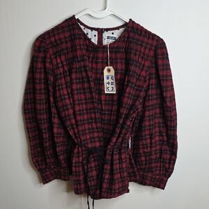 Women's Uqnatu Shired Blouse Rustic Red Plaid Top